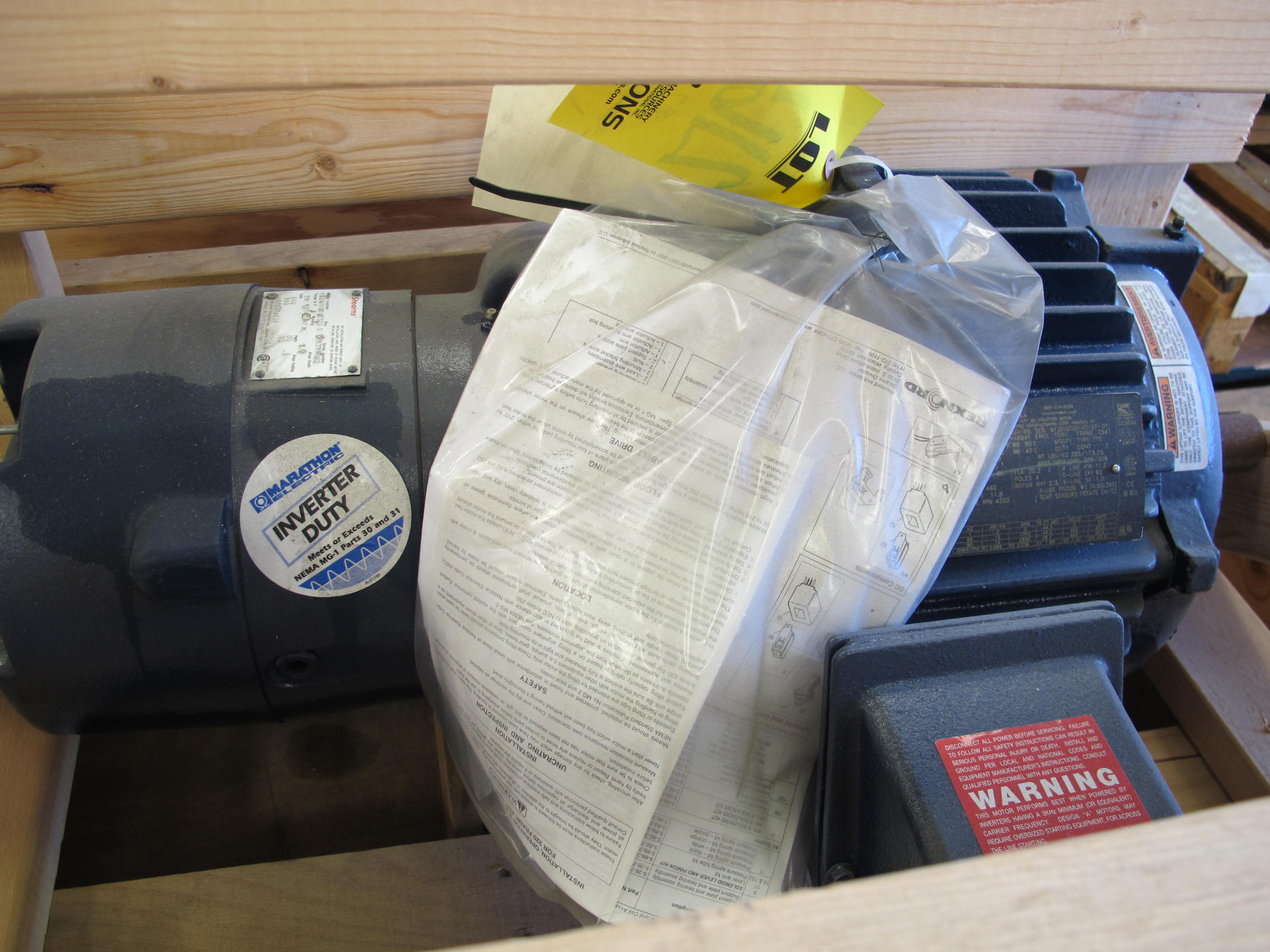 MOTOR, ELECTRIC TYPE, 15 HORSEPOWER, 460/3/60 ELEC RATING, 1800 RPM, 254T FRAME, 20.2 AMPS, TENV ENCLOSURE, CONTINUOUS DUTY, CLASS H INSULATION SERVICE FACTOR. TROLLEY MOTOR, W/110V-27W HEATER, STEARNS NEMA 4 BRAKER, 50FTLB DISK, BRAKE W/SPACE HEATER. CLASS H INSUL INVERTER DUTY, PART # 254THTNA8841 (W-44) LOADING & HANDLING FEE $15-